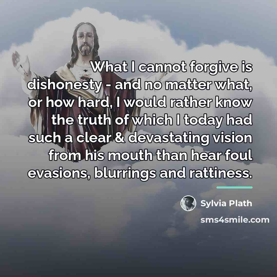 “What I cannot forgive is dishonesty - and no matter…” quote by Sylvia Plath