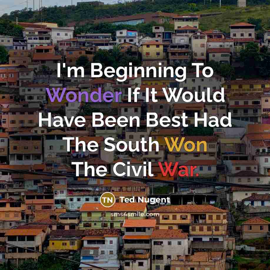 “I'm Beginning To Wonder If It Would Have Been Best Had The South Won The Civil War.” quote by Ted Nugent