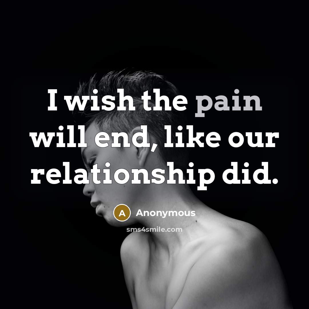 “I wish the pain will end, like our relationship did.…” quote by Anonymous