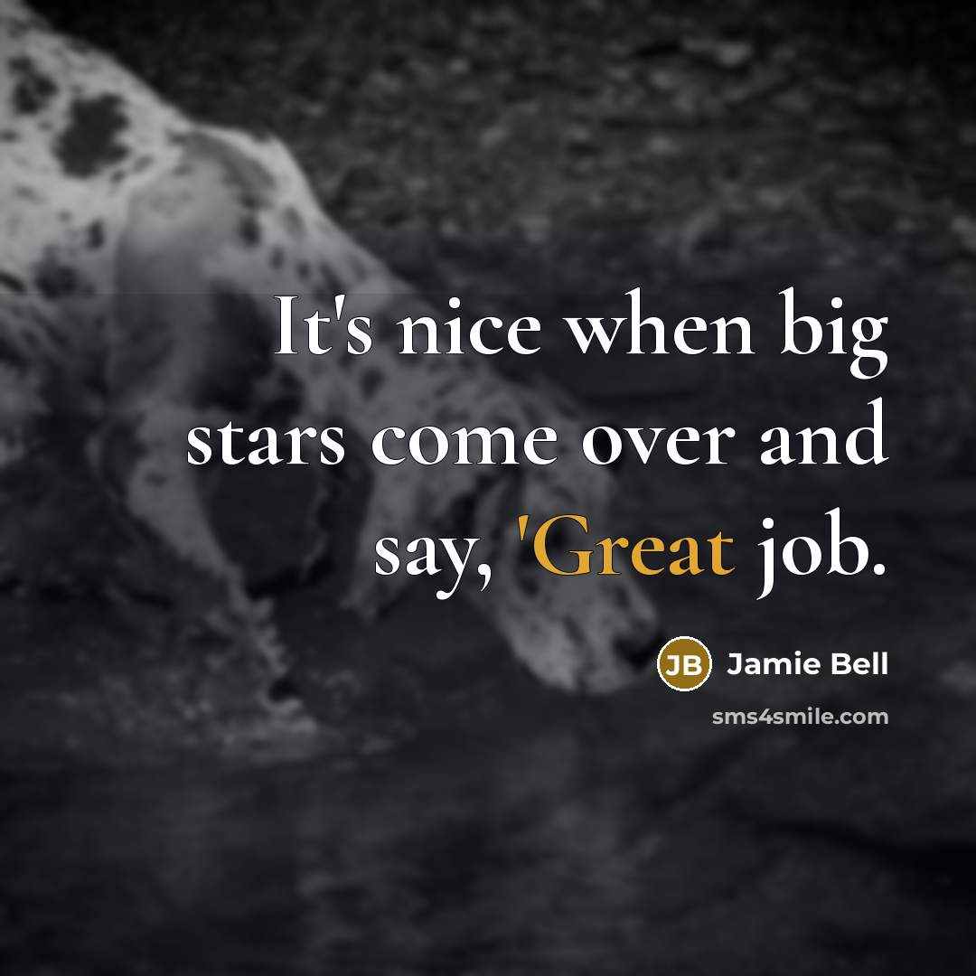 “It's nice when big stars come over and say, 'Great…” quote by Jamie Bell