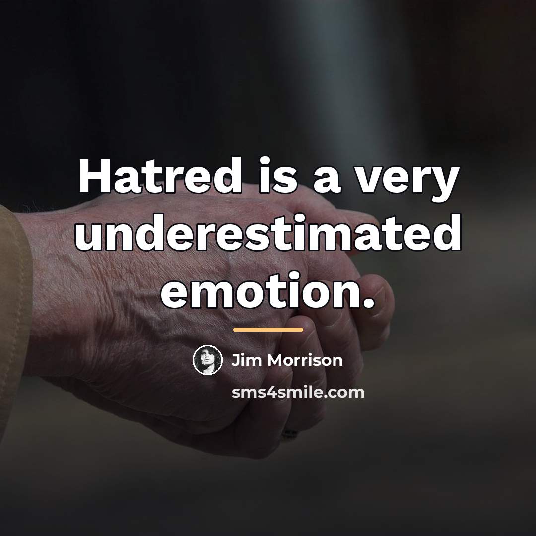 “Hatred is a very underestimated emotion.…” quote by Jim Morrison