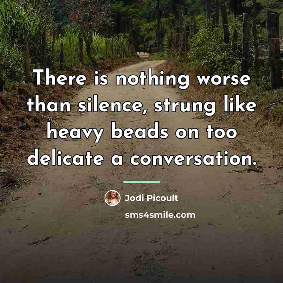 “There is nothing worse than silence, strung like heavy beads…” quote by Jodi Picoult