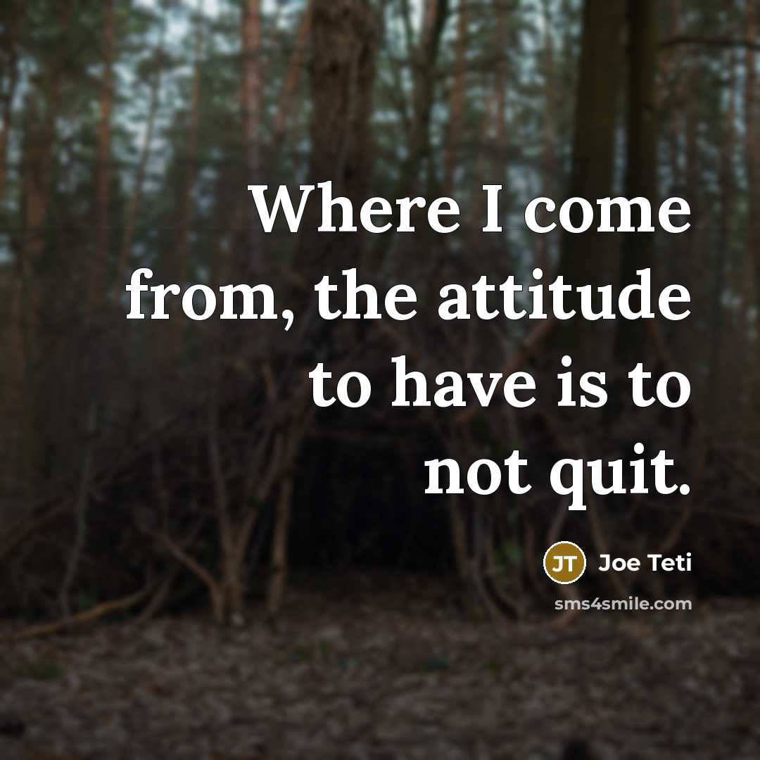“Where I come from, the attitude to have is to…” quote by Joe Teti