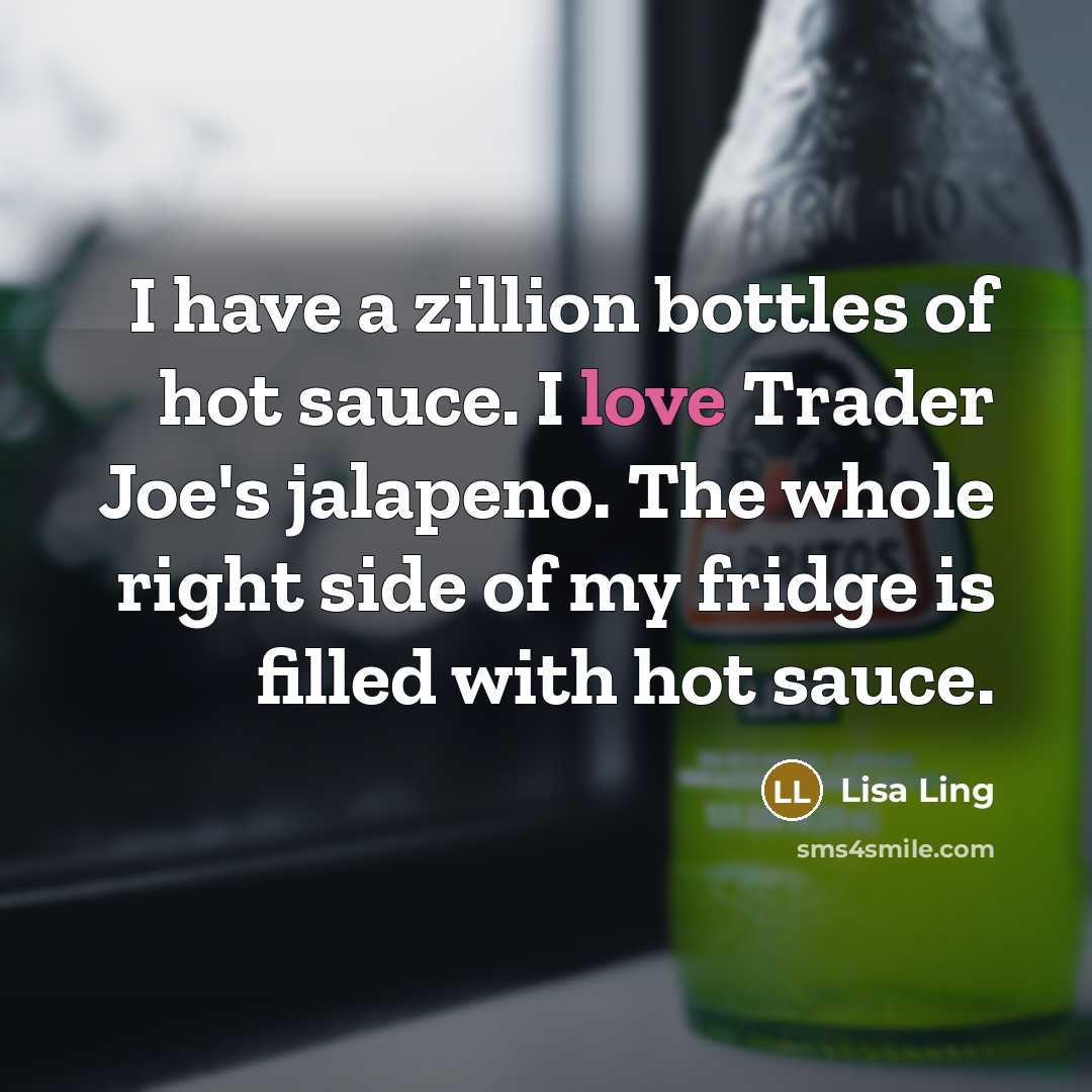 “I have a zillion bottles of hot sauce. I love…” quote by Lisa Ling
