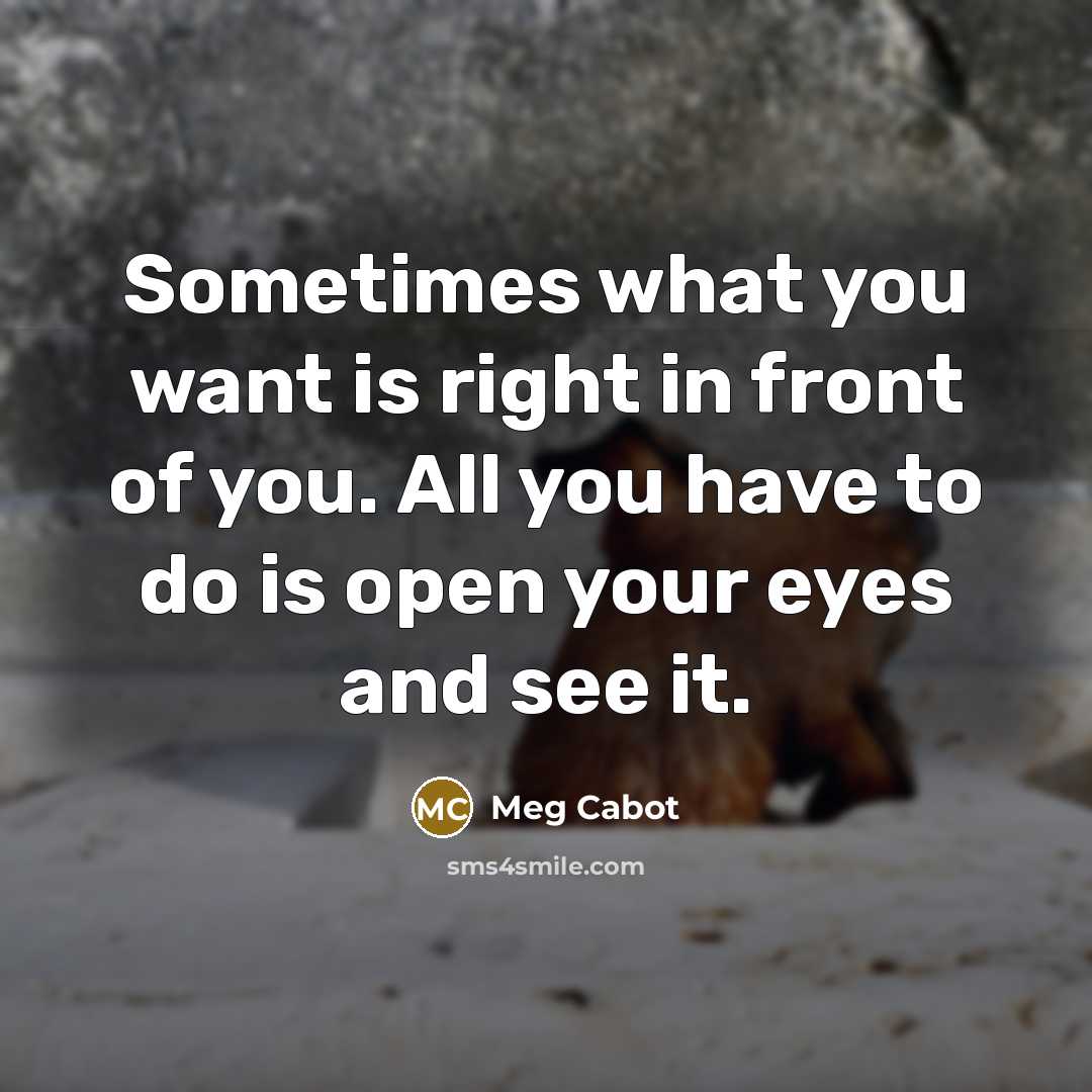 “Sometimes what you want is right in front of you.…” quote by Meg Cabot