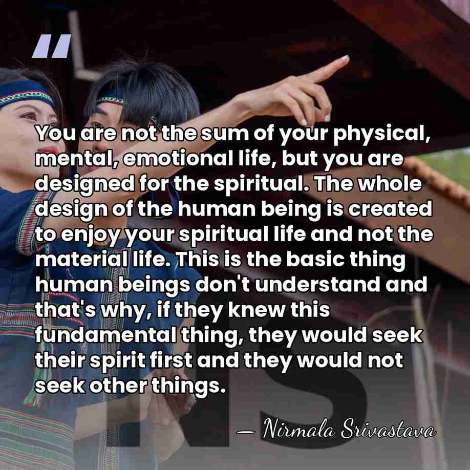 You are not the sum of your physical, mental, emotional life, but&hellip; - Nirmala Srivastava