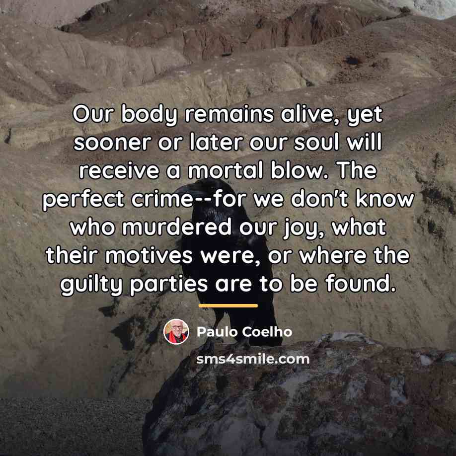 “Our body remains alive, yet sooner or later our soul…” quote by Paulo Coelho