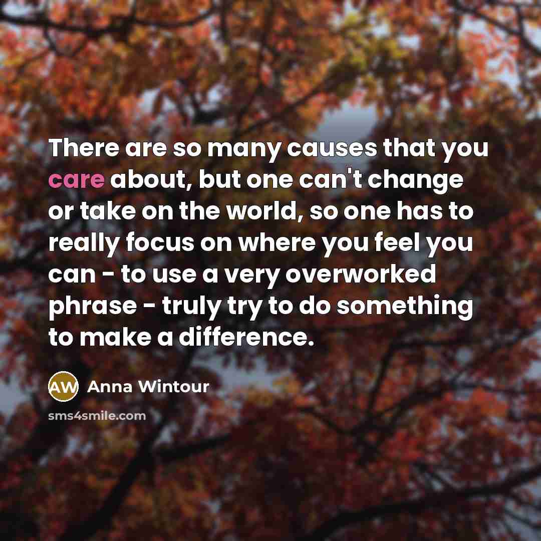 “There are so many causes that you care about, but…” quote by Anna Wintour