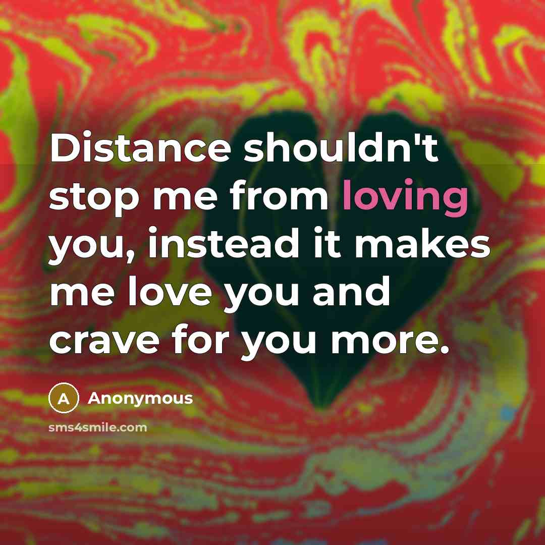 “Distance shouldn't stop me from loving you, instead it makes…” quote by Anonymous