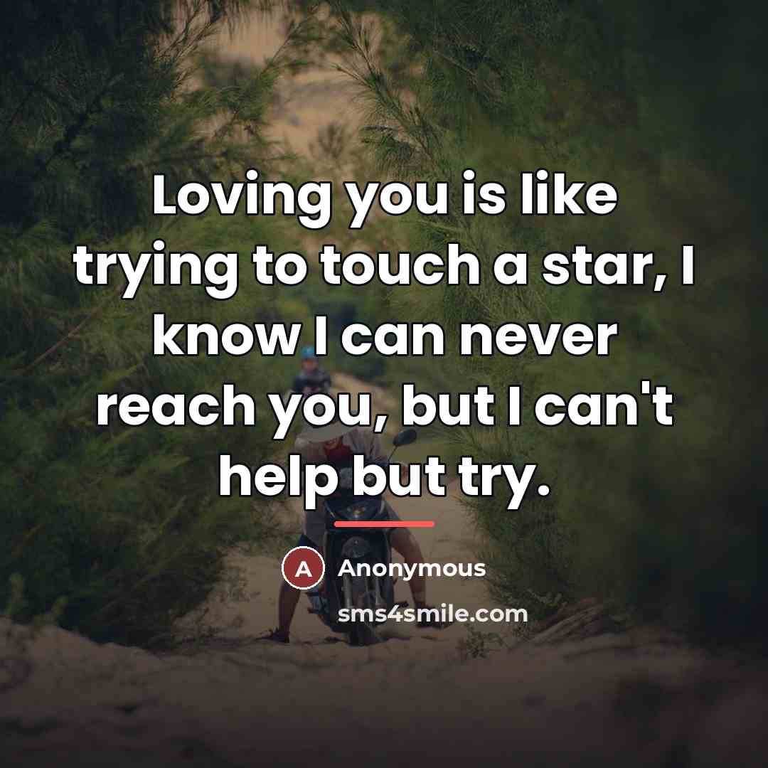 “Loving you is like trying to touch a star, I…” quote by Anonymous