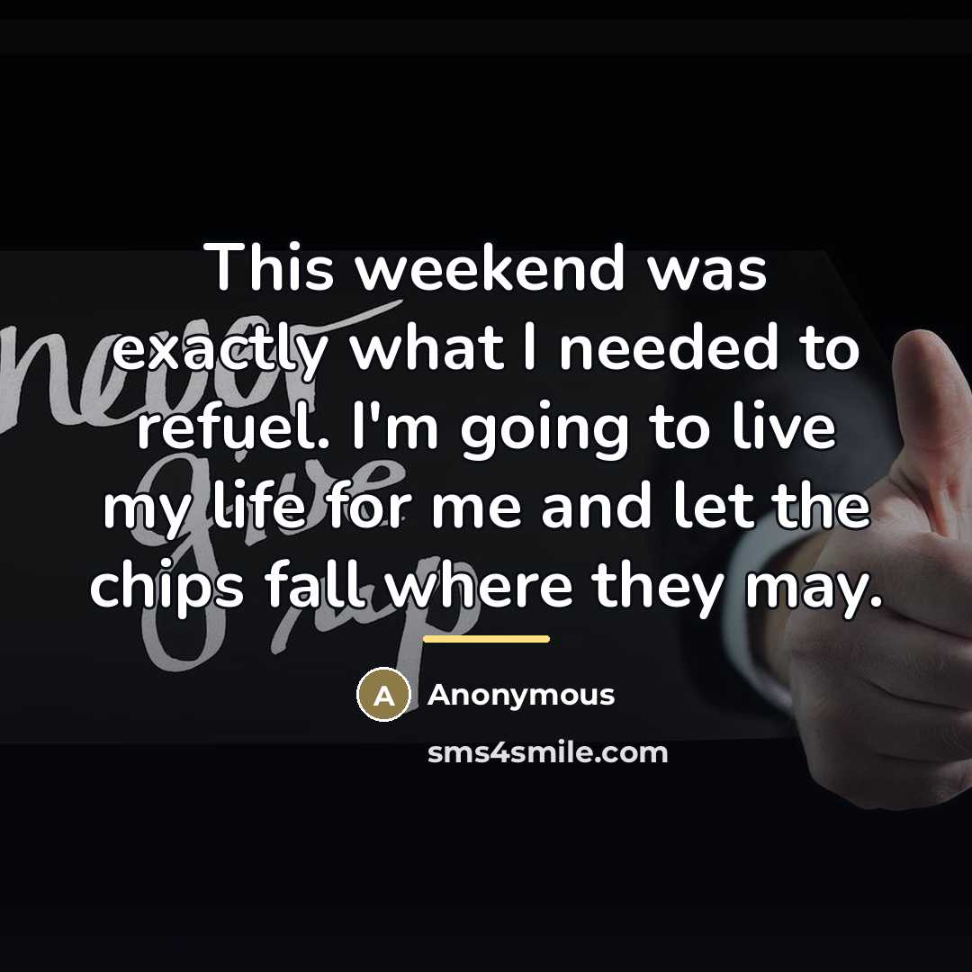 “This weekend was exactly what I needed to refuel. I'm…” quote by Anonymous
