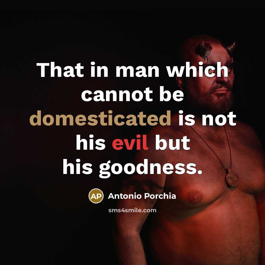 “That in man which cannot be domesticated is not his evil but his goodness.” quote by Antonio Porchia