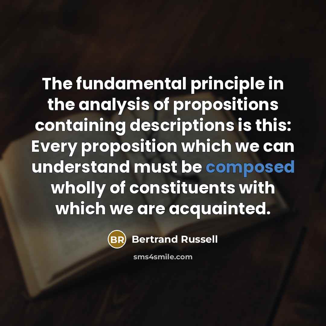 “The fundamental principle in the analysis of propositions containing descriptions…” quote by Bertrand Russell