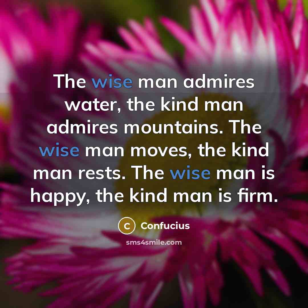 “The wise man admires water, the kind man admires mountains.…” quote by Confucius