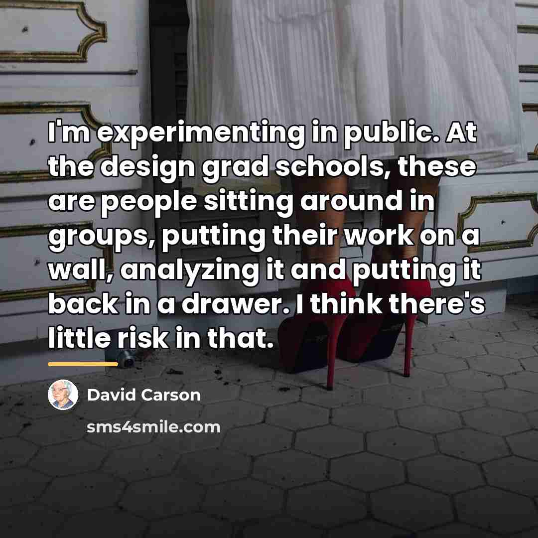 “I'm experimenting in public. At the design grad schools, these…” quote by David Carson