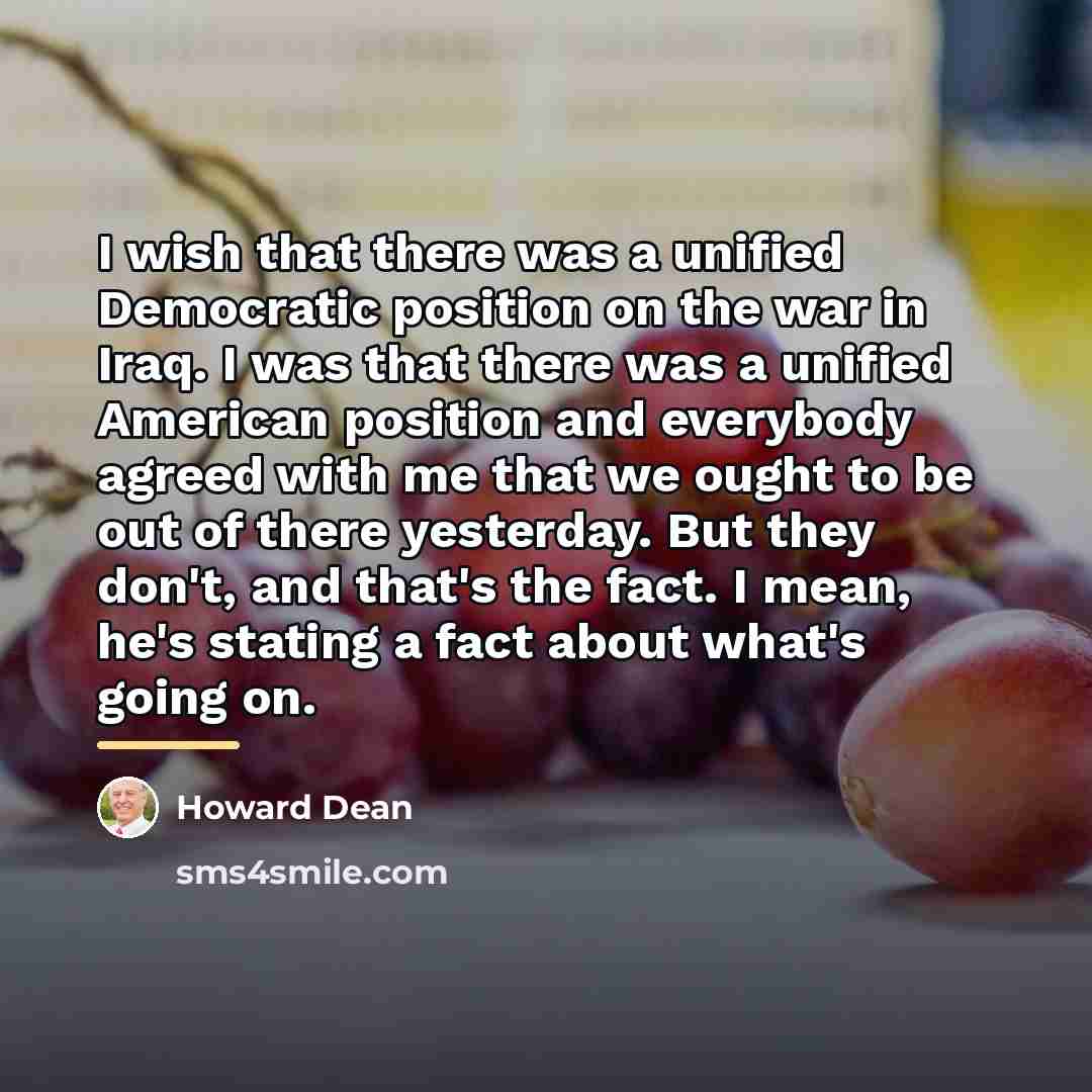 “I wish that there was a unified Democratic position on…” quote by Howard Dean