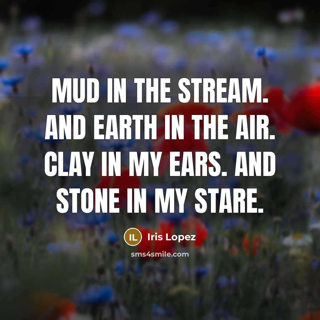 “Mud in the stream. And earth in the air. Clay…” quote by Iris Lopez