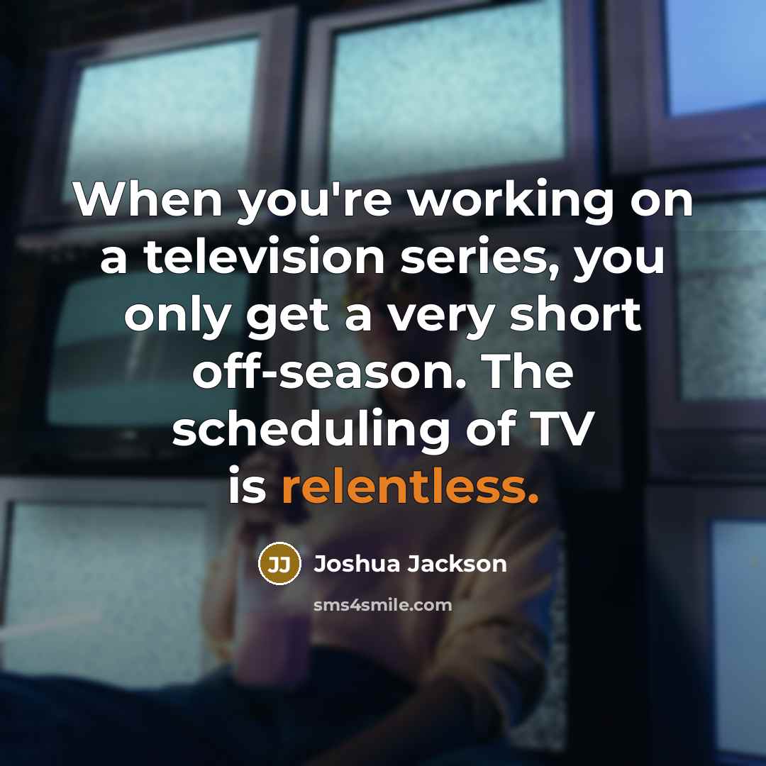 “When you're working on a television series, you only get…” quote by Joshua Jackson