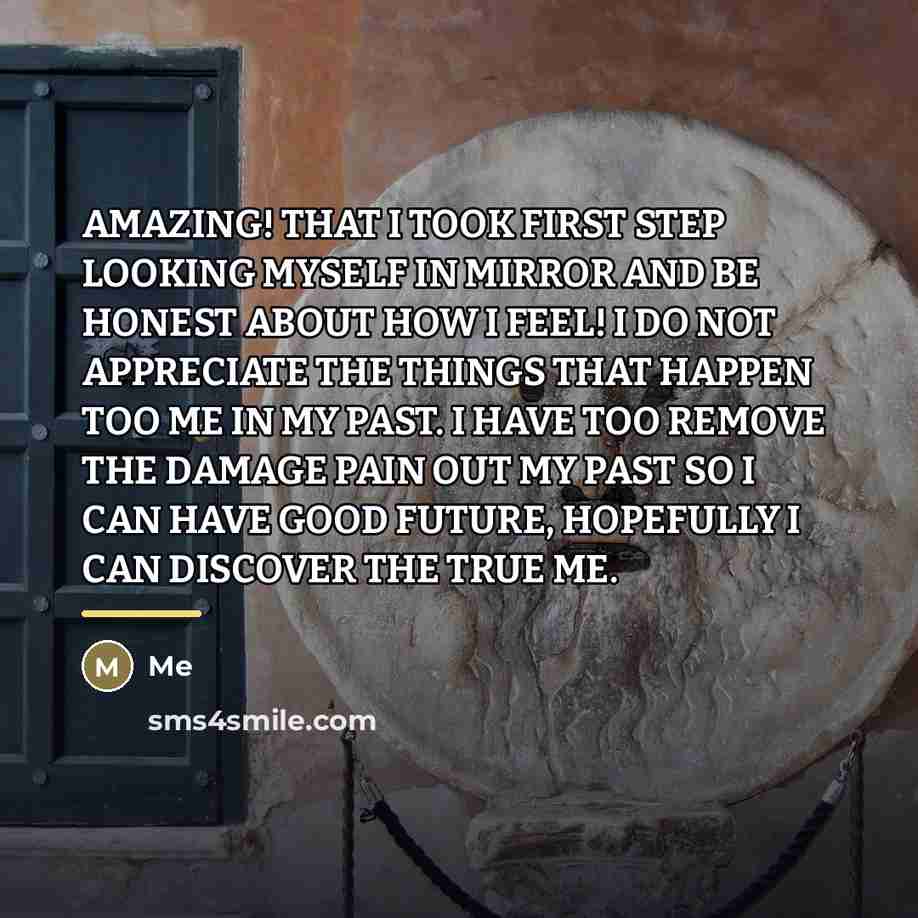 “AMAZING! THAT I TOOK FIRST STEP LOOKING MYSELF IN MIRROR…” quote by ME