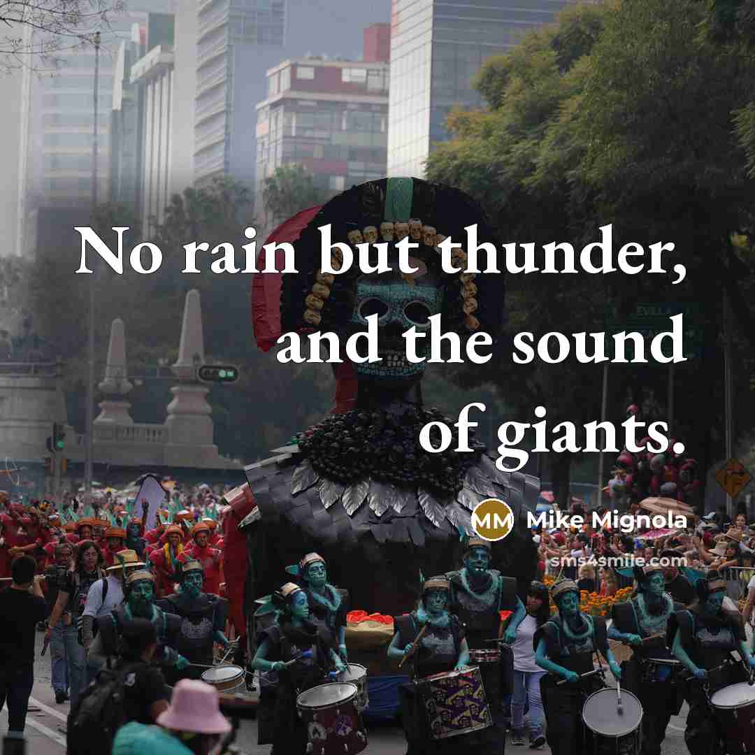 “No rain but thunder, and the sound of giants.…” quote by Mike Mignola