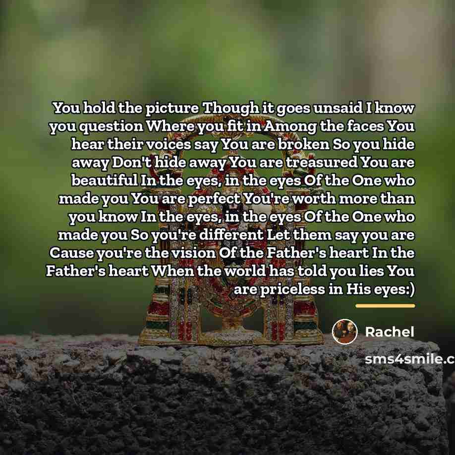 “You hold the picture Though it goes unsaid I know…” quote by Rachel