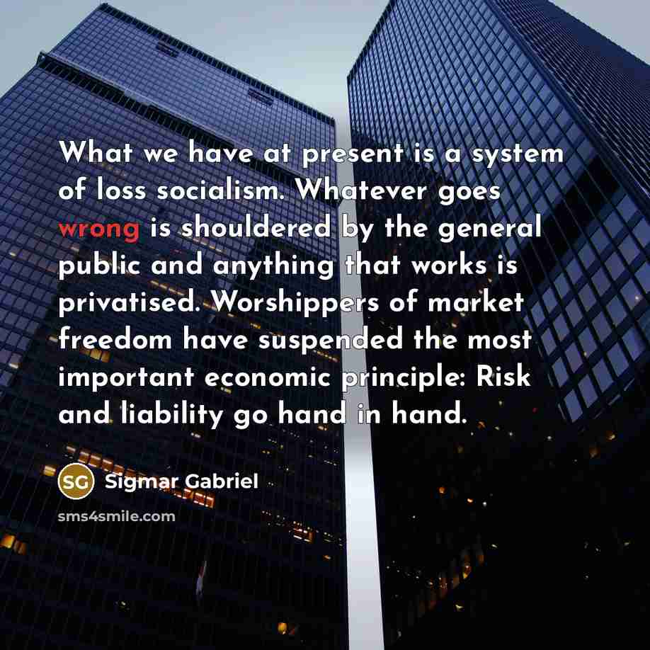 “What we have at present is a system of loss…” quote by Sigmar Gabriel