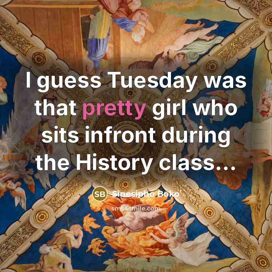 “I guess Tuesday was that pretty girl who sits infront…” quote by Sinesipho Boko