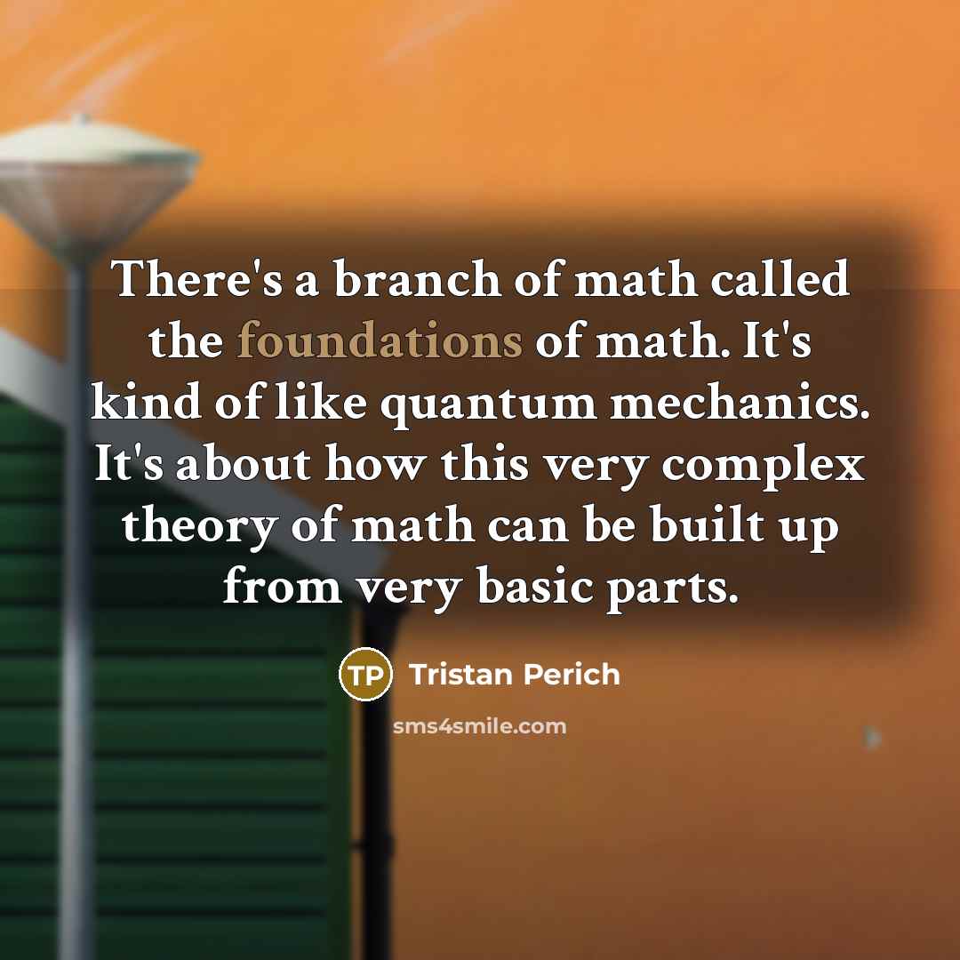 “There's a branch of math called the foundations of math.…” quote by Tristan Perich