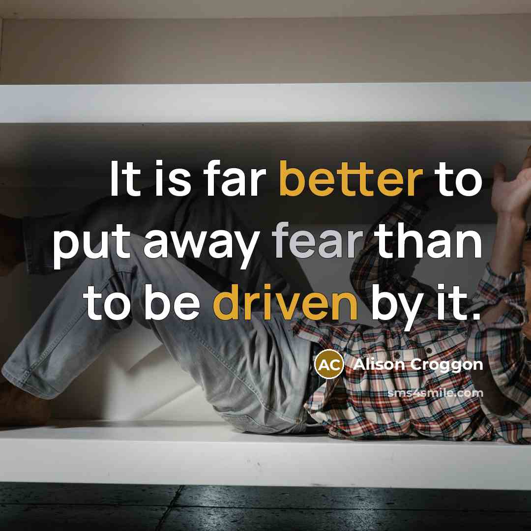 “It is far better to put away fear than to be driven by it.” quote by Alison Croggon