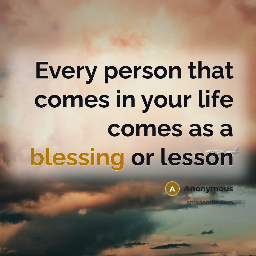 “Every person that comes in your life comes as a blessing or lesson” quote by Anonymous