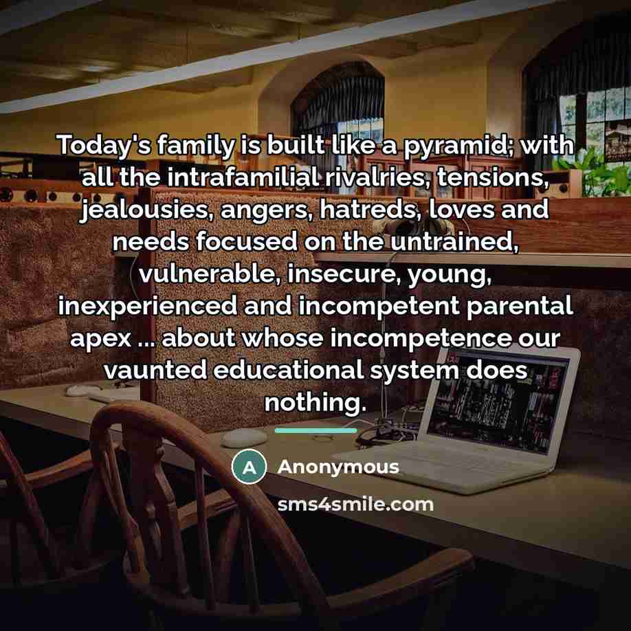 “Today's family is built like a pyramid; with all the…” quote by Anonymous