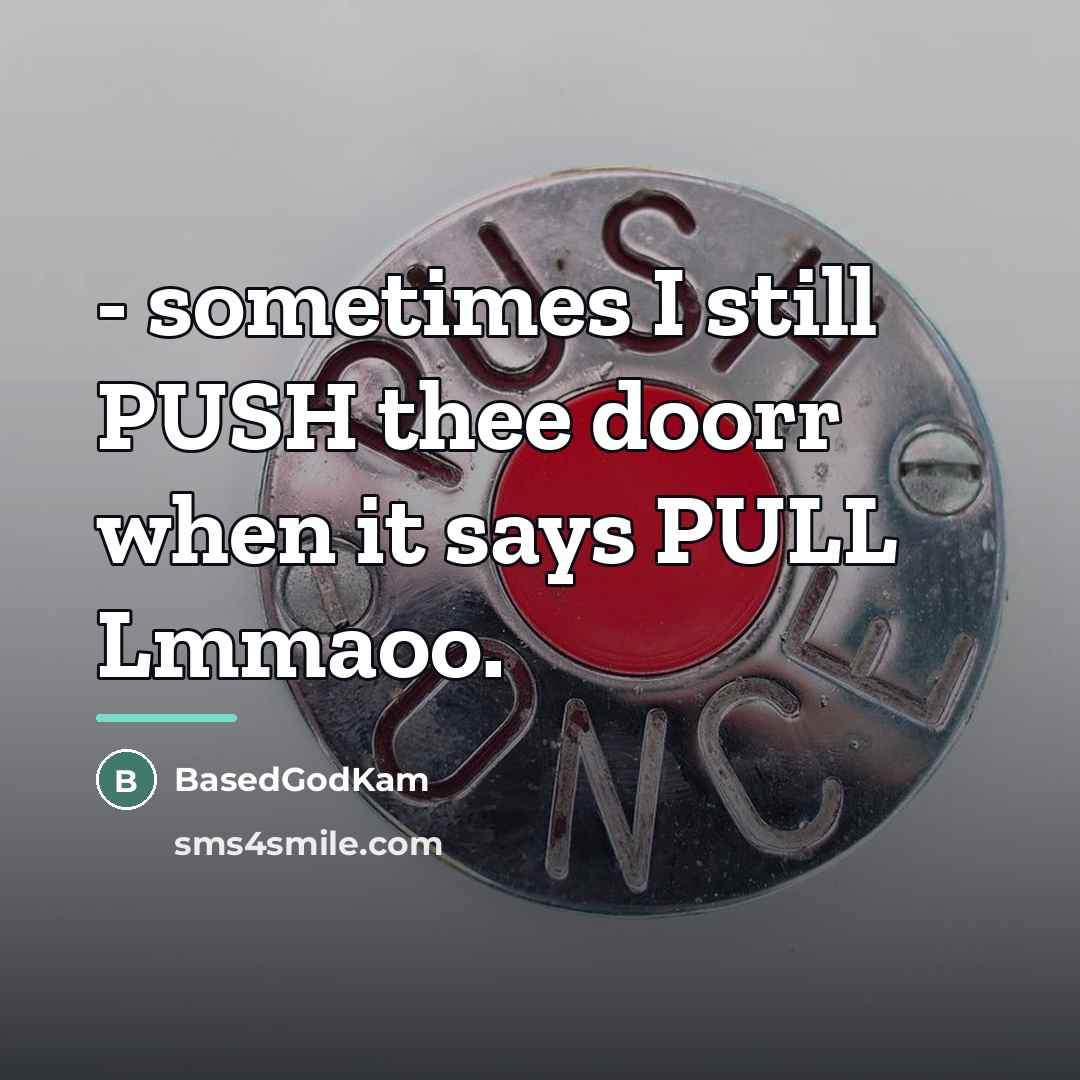 “- sometimes I still PUSH thee doorr when it says…” quote by BasedGodKam