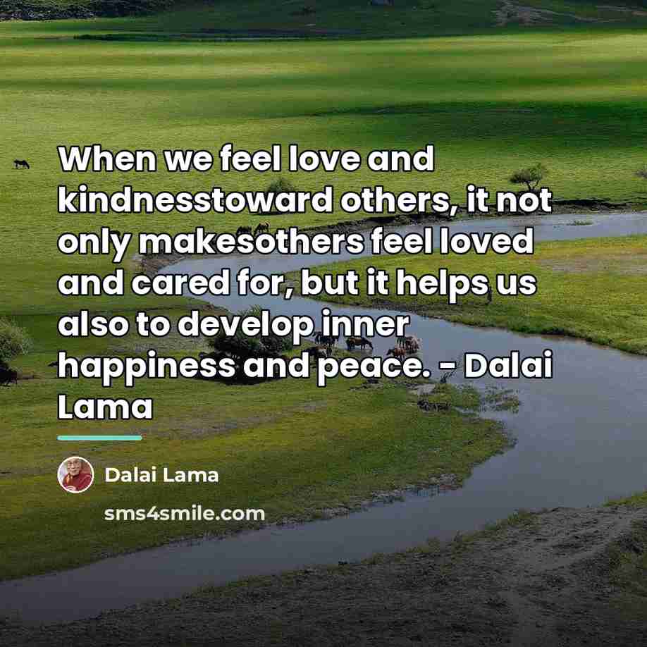“When we feel love and kindnesstoward others, it not only…” quote by Dalai Lama