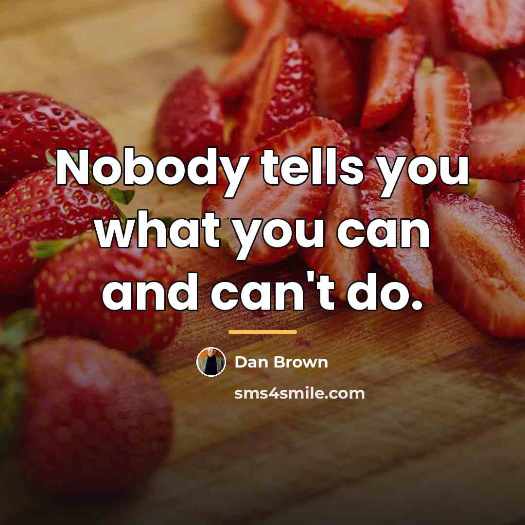 “Nobody tells you what you can and can't do.…” quote by Dan Brown