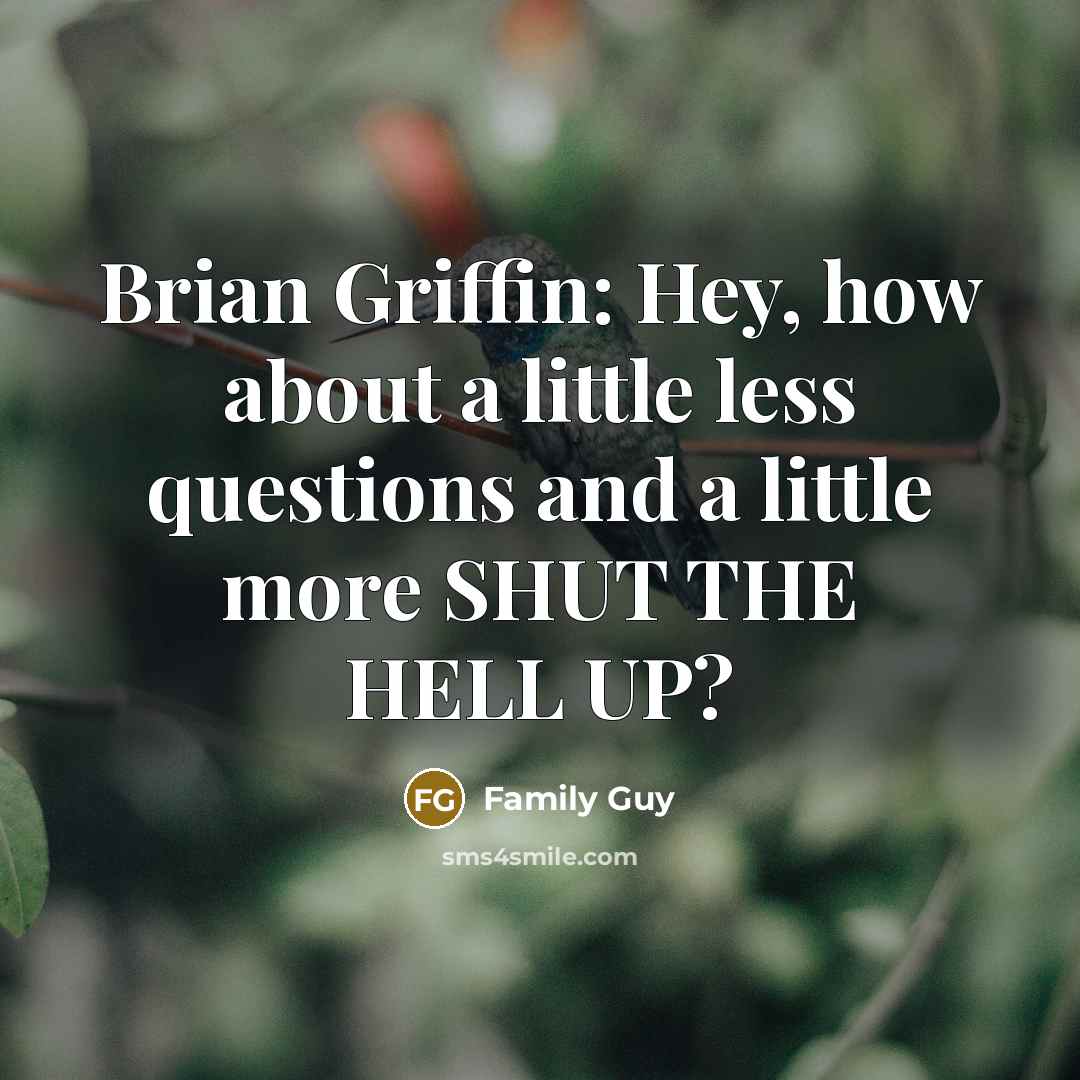 “Brian Griffin: Hey, how about a little less questions and…” quote by Family Guy