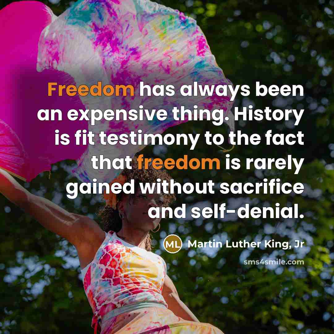 “Freedom has always been an expensive thing. History is fit…” quote by Martin Luther King, Jr
