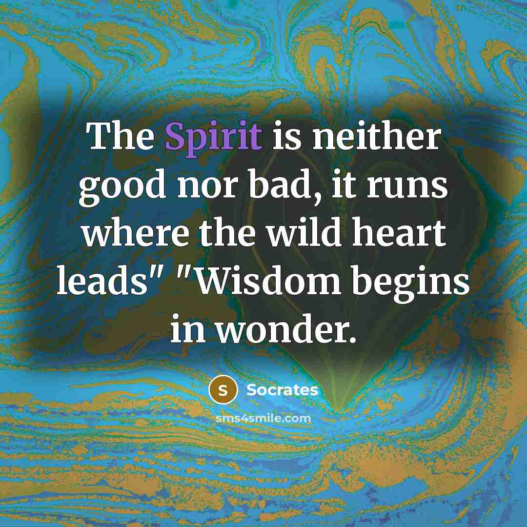 “The Spirit is neither good nor bad, it runs where…” quote by Socrates