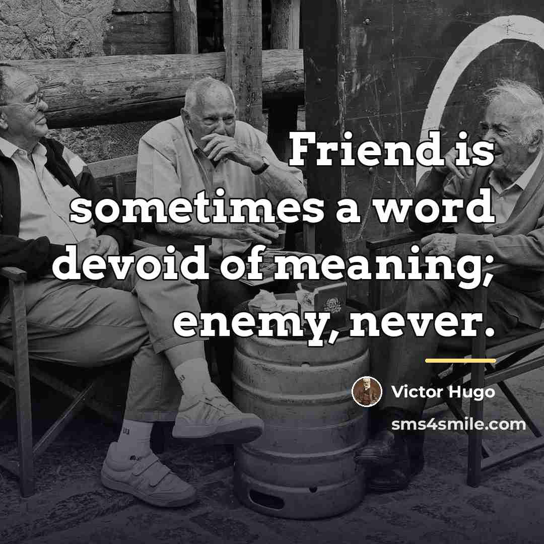 “Friend is sometimes a word devoid of meaning; enemy, never.…” quote by Victor Hugo