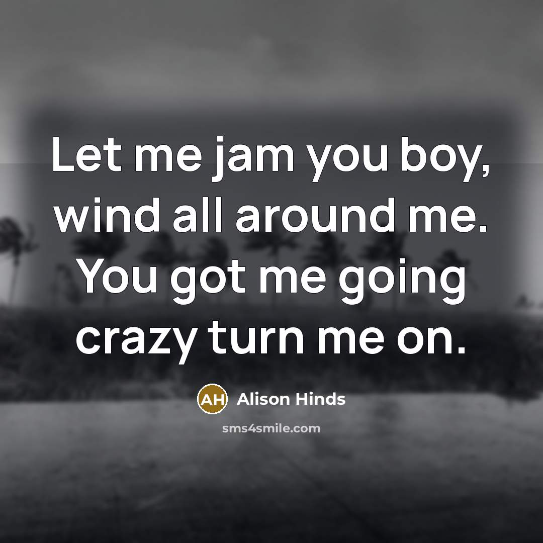 “Let me jam you boy, wind all around me. You…” quote by Alison Hinds