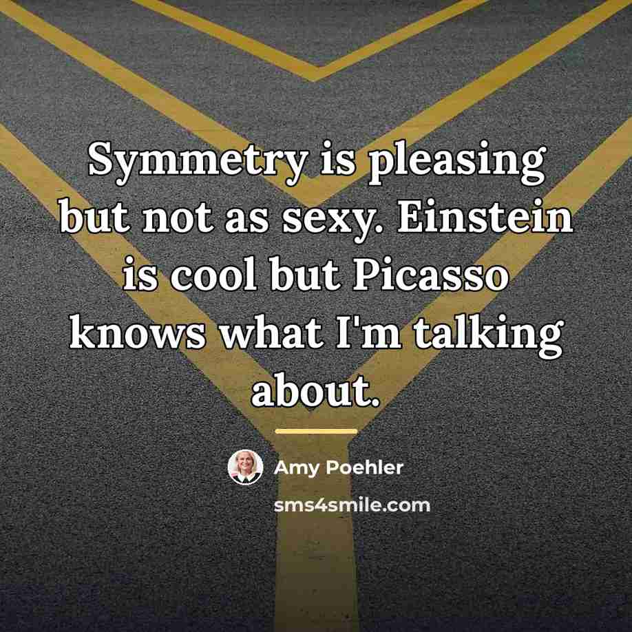 “Symmetry is pleasing but not as sexy. Einstein is cool…” quote by Amy Poehler