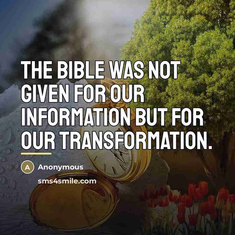 “The Bible was not given for our information but for…” quote by Anonymous