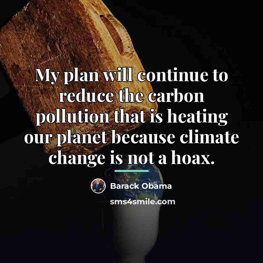 “My plan will continue to reduce the carbon pollution that…” quote by Barack Obama