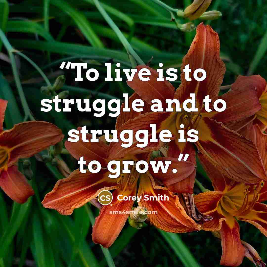 “To live is to struggle and to struggle is to grow.” quote by Corey Smith