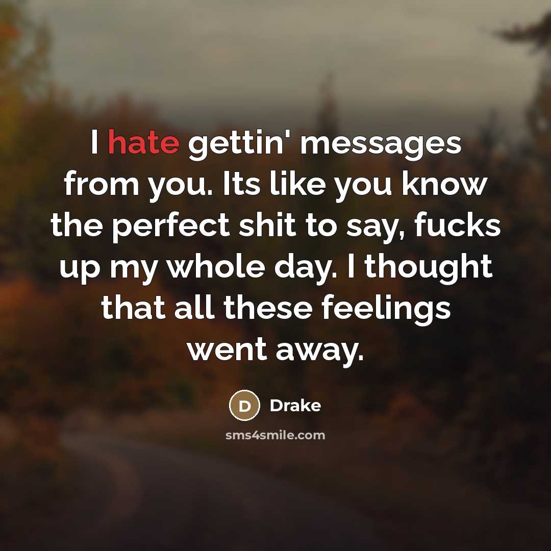 “I hate gettin' messages from you. Its like you know…” quote by Drake