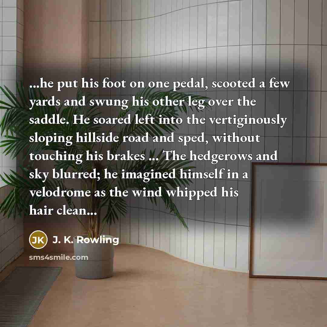 “...he put his foot on one pedal, scooted a few…” quote by J. K. Rowling