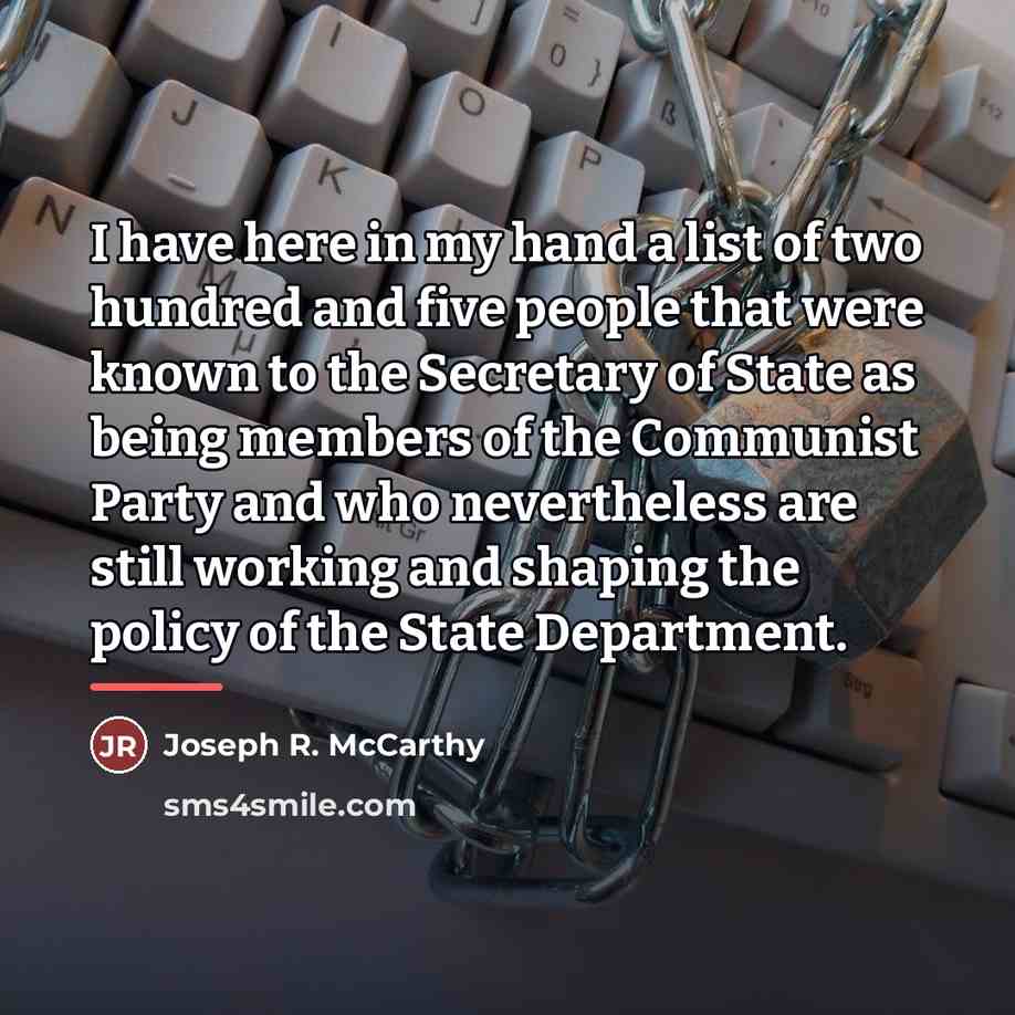 “I have here in my hand a list of two…” quote by Anonymous