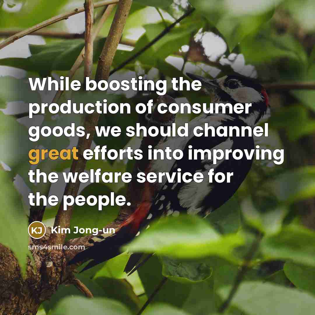 “While boosting the production of consumer goods, we should channel…” quote by Kim Jong-un