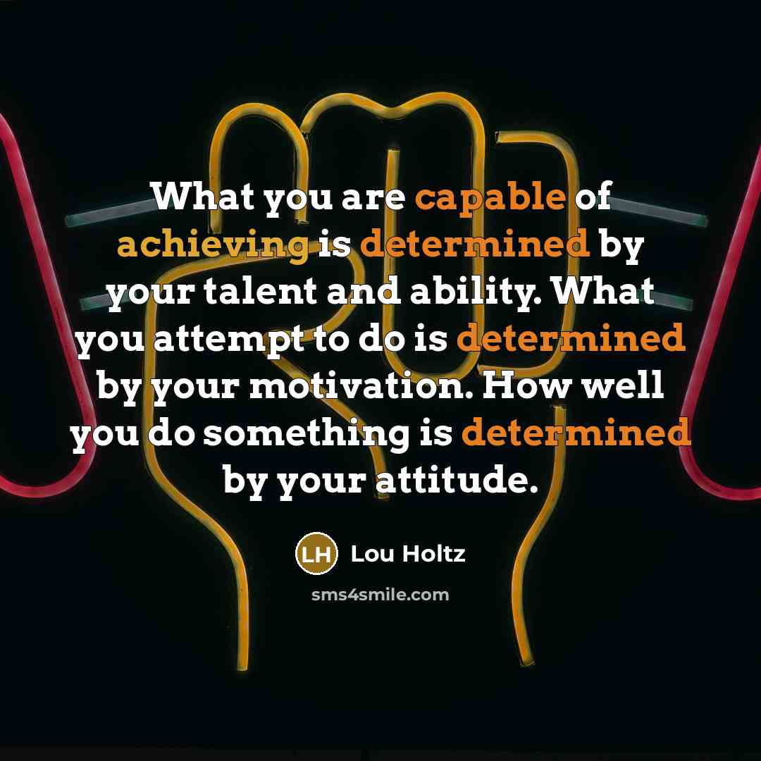 “What you are capable of achieving is determined by your…” quote by Lou Holtz