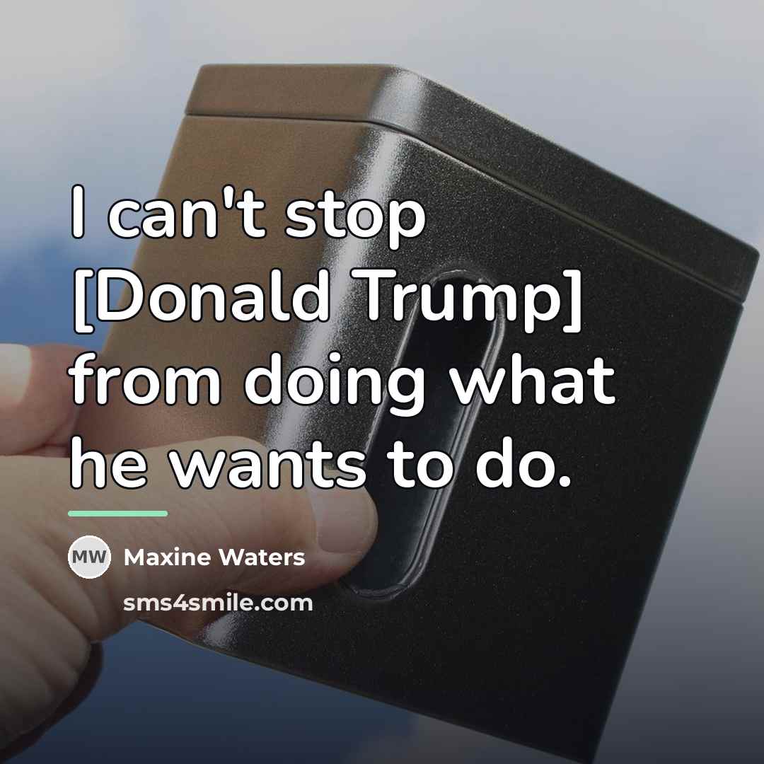 “I can't stop [Donald Trump] from doing what he wants…” quote by Maxine Waters