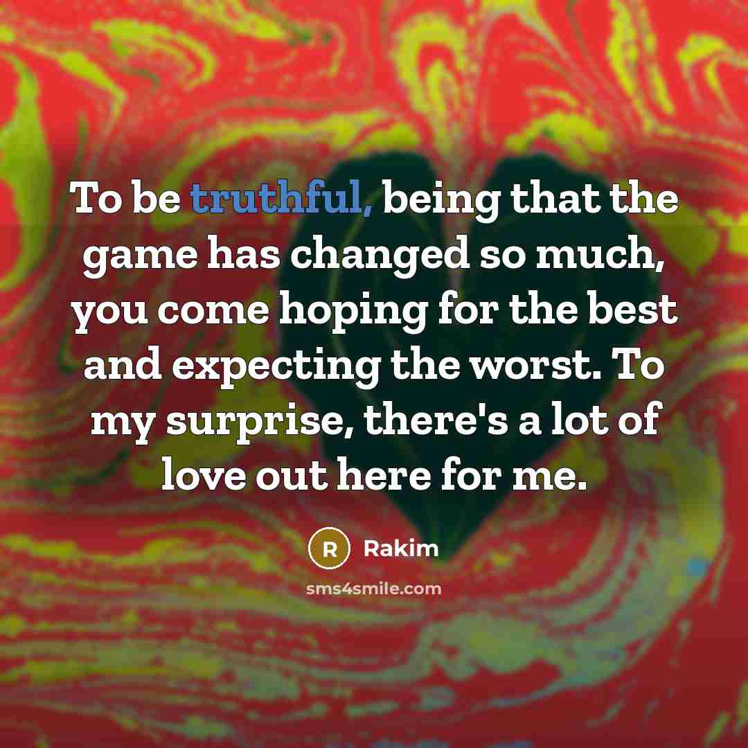 “To be truthful, being that the game has changed so…” quote by Rakim